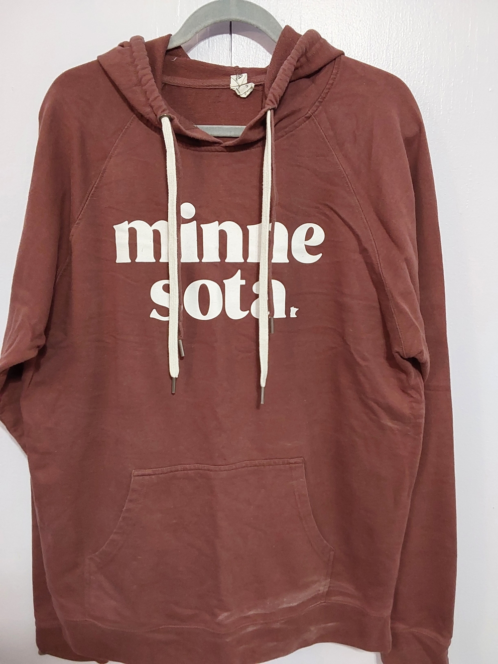 Minnesota Graphic Hoodie in Rust with White Drawstrings